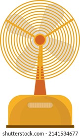 Yellow table fan, illustration, vector on a white background.