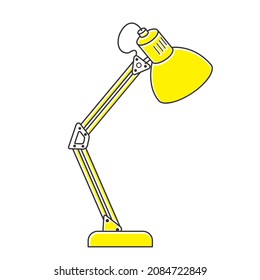 Yellow table lamp. Isolated on a white background. An office interior item. Vector illustration