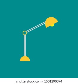 yellow table lamp light green background icon in flat style isolated. Vector Symbol illustration.