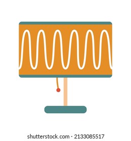 Yellow table lamp, vector flat illustration, isolated, cartoon. 
