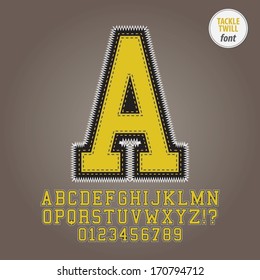 Yellow Tackle Twill Alphabet and Digit Vector