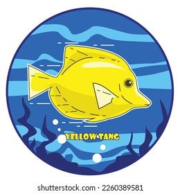 Yellow tang fish vector design, good for youtube, home work, game, wallpaper, mug, education, etc