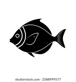 Yellow Tang Silhouette Vector Art and Black Color Yellow Tang Fish Illustration Design