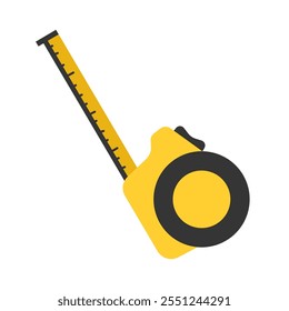 Yellow tape measure. Vector simple color flat illustration.