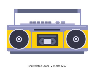 grabadora de cinta amarilla de los 80. ilustración vectorial plana.