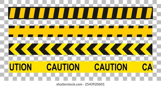 yellow tape stripe vector stock. yellow tape writing warning, caution, keep out, do not enter. police line for accidents.
