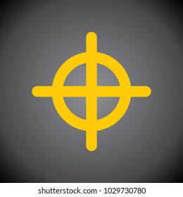 Yellow Target icon on black background.