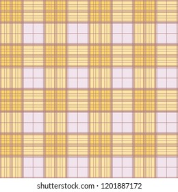 Yellow tartan seamless cloth pattern. Vector illustration.