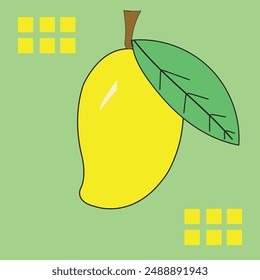 yellow tasty mango vector with small yellow cubes
