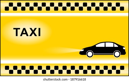 yellow taxi background with black cab and taxi symbol light