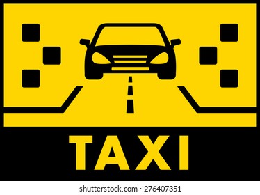yellow taxi background with cab on road silhouette