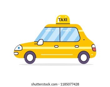 Yellow taxi cab isolated