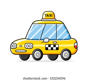 Yellow taxi cab isolated.