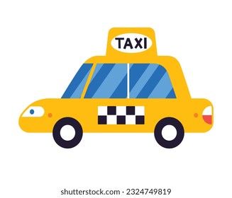 Yellow taxi cab isolated flat vector illustration