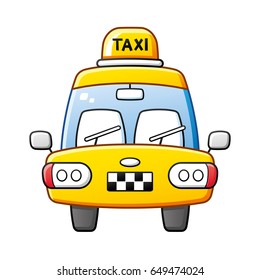 Yellow Taxi Cab Isolated Front View Stock Vector (Royalty Free ...