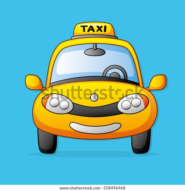 Yellow Taxi Cab On Blue Background Stock Vector Royalty Free