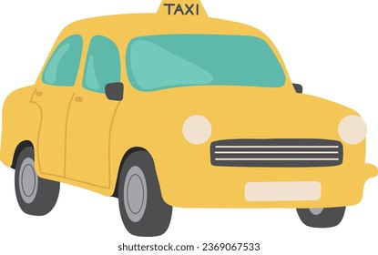 Yellow Taxi Cab Transport Vehicle Car Service Illustration Graphic Element Art Card