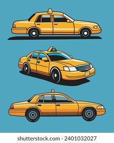 Vector de taxi amarillo con fondo acuático