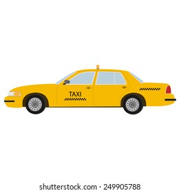 Yellow taxi cab vector icon sign isolated, public transportation, 