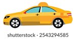 Yellow Taxi cab vehicle side view vector icon illustration.