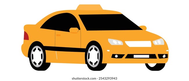 Yellow Taxi cab vehicle side view vector icon illustration.
