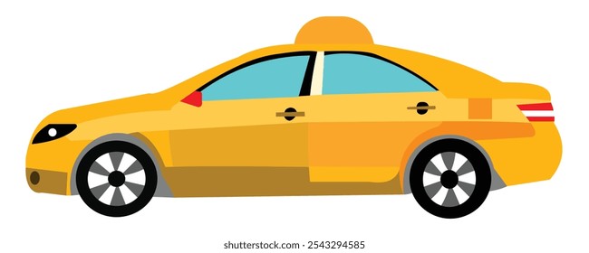 Gelbe Taxi Taxi Fahrzeug Seitenansicht Vektorsymbol Illustration.