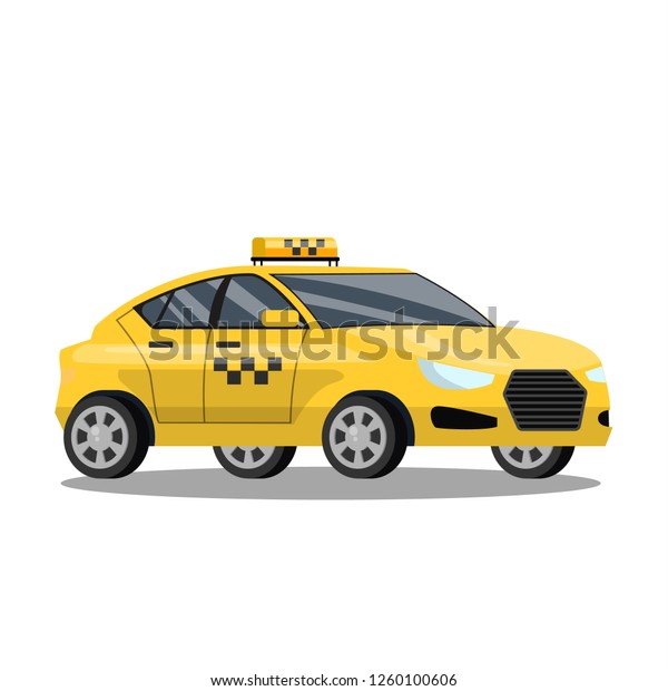Yellow\
taxi car. Automobile cab with driver inside. Idea of\
transportation. Isolated flat vector\
illustration