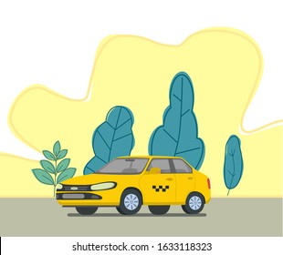 Yellow taxi car. drawn in a modern style. Vector illustrations.