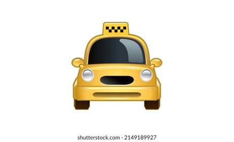 Sonrisa emoji de coche de taxi amarillo para el punto de etiqueta geo del mapa