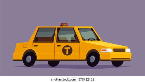 Yellow Taxi car. Flat geometrick styled illustration