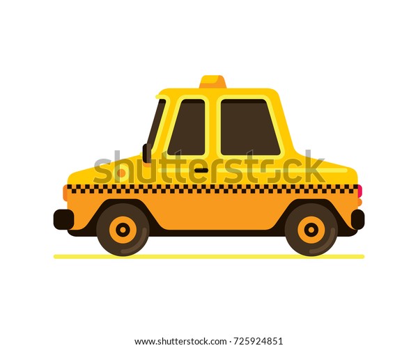 Yellow taxi car\
flat style vector\
illustration