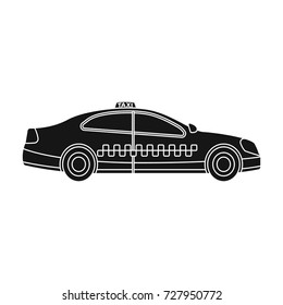 Yellow taxi car in profile.Transport taxi station for passengers. Taxi station single icon in black style vector symbol stock illustration