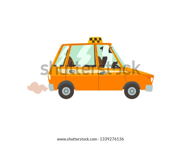 Yellow\
Taxi Car, Taxi Service Cartoon Vector\
Illustration
