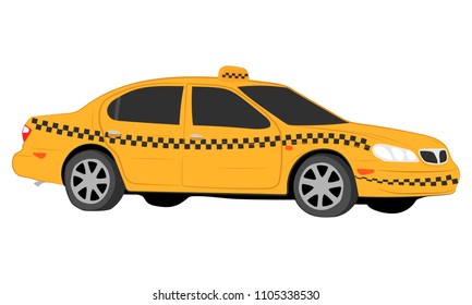 the yellow taxi car vector drawing illustration