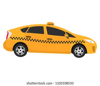 Yellow Taxi Car Vector Drawing Illustration Stock Vector (Royalty Free