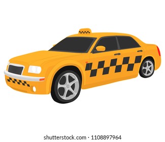 the yellow taxi car vector drawing illustration