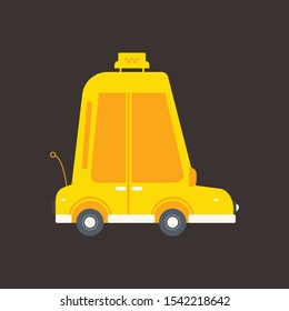 Yellow Taxi Car Vector, Flat Design illustration
