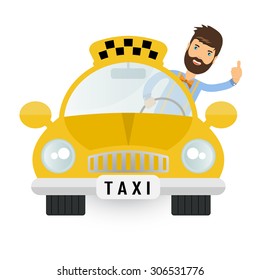 yellow taxi car - vector icon