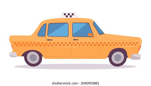 Yellow taxi car vector white isolated illustration