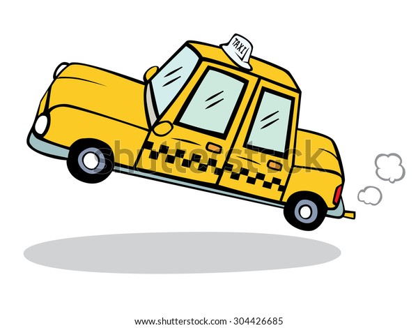 yellow taxi  cartoon\
illustration vector