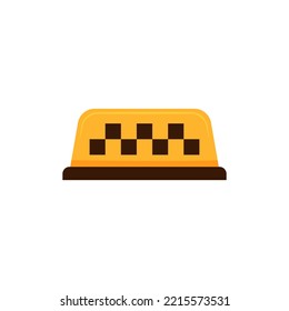 Yellow taxi checkered lamp icon isolated on white background. Front view. Cartoon flat design. Vector illustration.