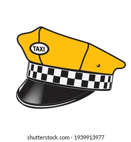 El sombrero del taxista amarillo está blanco. aislado de fondo blanco. Ilustración vectorial.