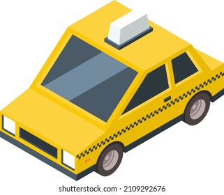 Yellow taxi icon. Isometric city passenger cab