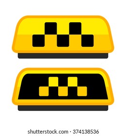 Yellow Taxi Logo Set with Boxes. Vector