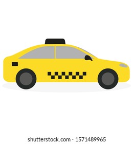 Yellow taxi on a white background