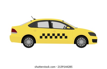 Yellow taxi on a white background