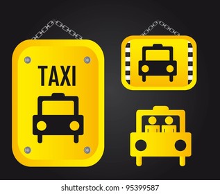 yellow taxi sign over black background. vector illustration