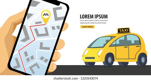 Yellow taxi. Vector illustration