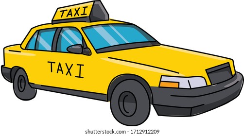 The yellow taxi in white background