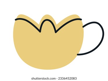 Gelbe Teetasse. Küchenutensilien im Doodle-Stil.